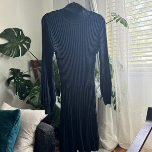 Max Studio Navy Knit Midi Dress